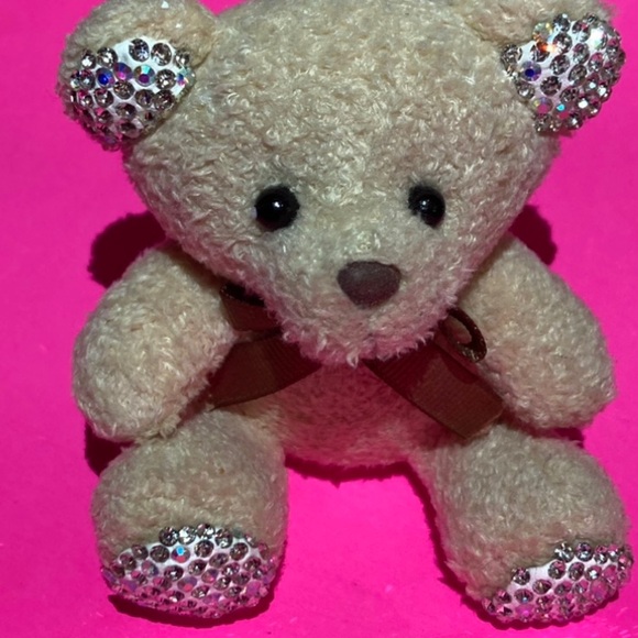Keychain Teddy Bear Rhinestone Bling Bedazzled Charm Pendant Heart Keyring Y2K - Picture 3 of 5